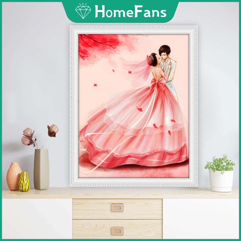 Bộ Tranh Đính Đá 5D Tự Làm Hình Đầm Cưới / Bạn Bè Kích Thước 40x50cm