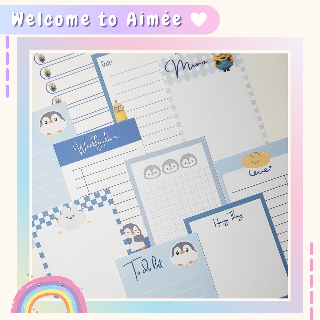 [Mã LIFEBOOK2 giảm 10% đơn 0Đ] Set 16 Tờ Note Blue Color Dễ Thương | Aimée