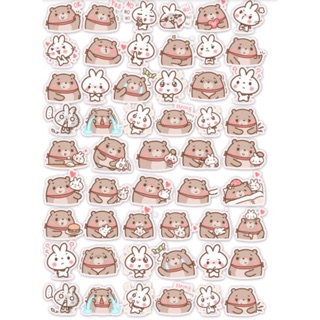 Sticker mini khổ A4 thỏ và gấu chống thấm nước