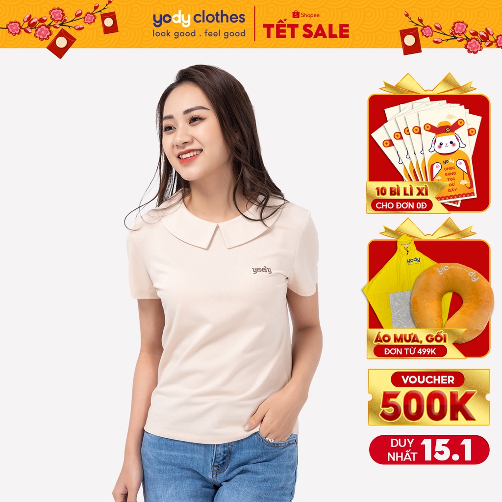 [Mã WABRYODY1 giảm 10% đơn 250K] Áo kiểu nữ cổ sen YODY nữ tính thanh lịch chất vải cao cấp thấm hút tốt APN3688