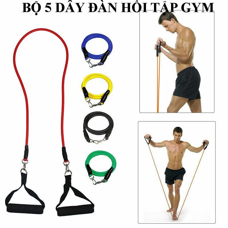 Dây Ngũ Sắc Tập Gym Đa Năng Full Body - Dây Kháng Lực Tập Gym, Dụng Cụ Tập Gym Tại Nhà S05