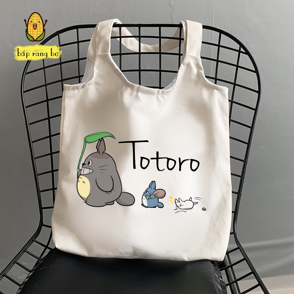 [Mã WASTTET hoàn 15% tối đa 30k xu đơn 99k trở lên] TÚI TOTE CANVAS TOTORO ĐÁNG YÊU CÓ KHÓA - CÓ TÚI CON VẢI DỆT 100%