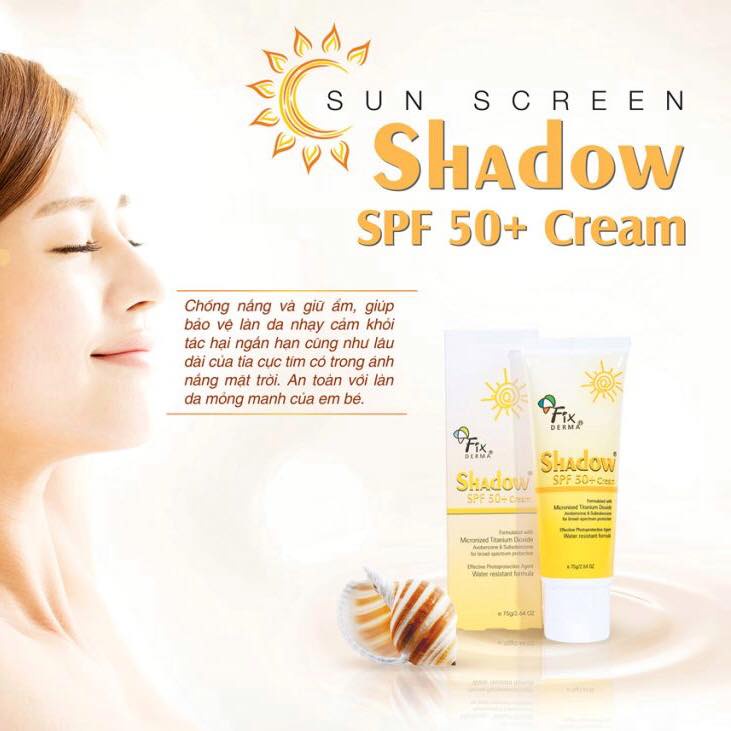 Kem chống nắng Fixderma Shadow SPF 50+ PA+++ 75g chống nắng và giữ ẩm