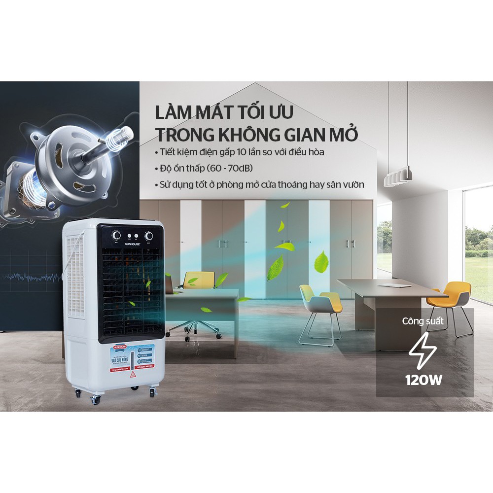 {FREESHIP} Quạt điều hòa, máy làm mát không khí  SUNHOUSE SHD7750 gió mát tự nhiên, siêu tiết kiệm đ