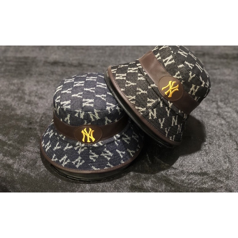 NÓN BUCKET JEAN THÊU N.Y VIỀN DA