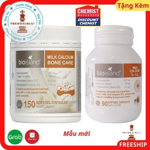 Canxi sữa (90v/150v) Bioisland Milk Calcium, Úc