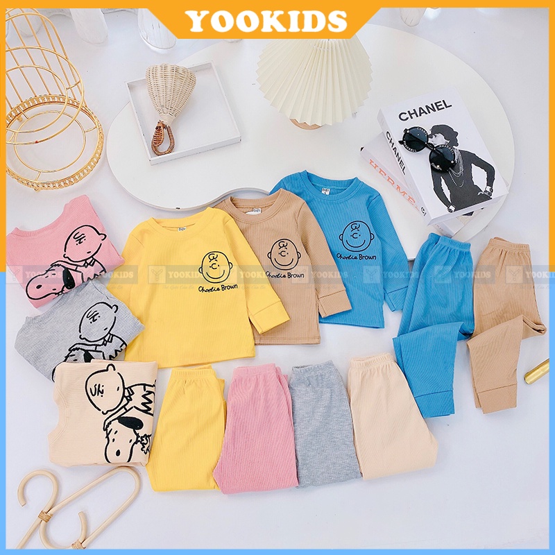 Quần áo thu đông cho bé YOOKIDS chât len tăm mềm loại 1, bộ dài tay cho bé trai bé gái 1 2 3 4 5 tuổi