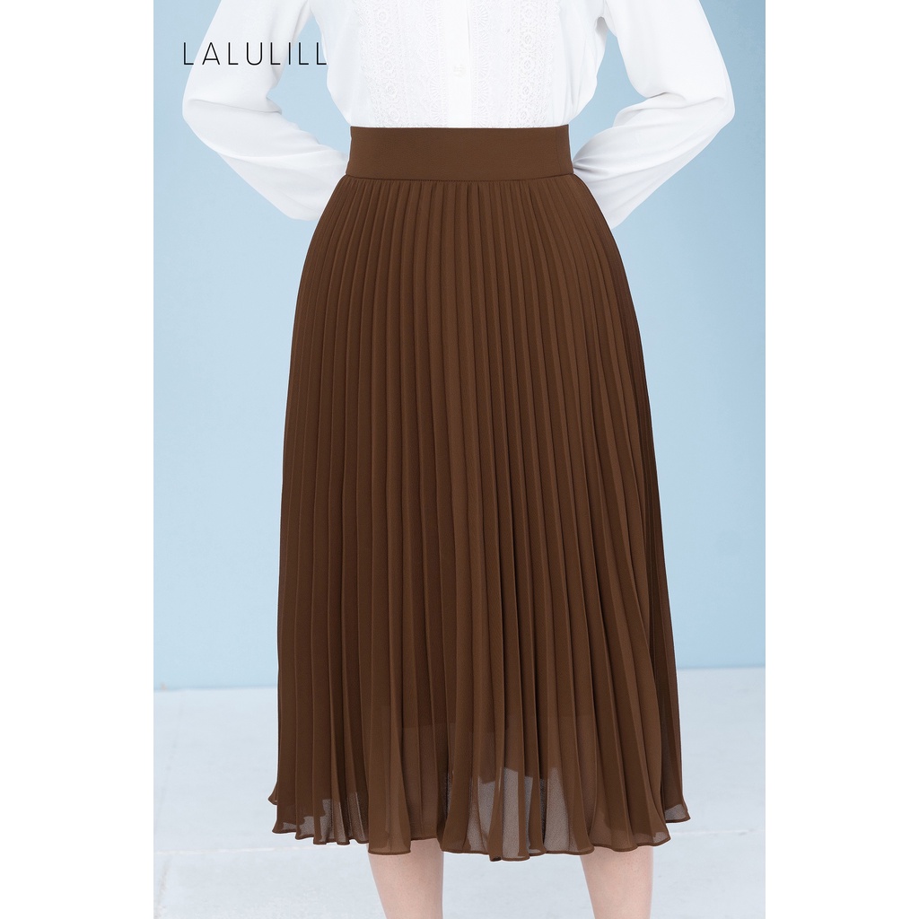 Chân váy công sở dập li rẻ quạt hai lớp LALULILL  chất liệu vải chiffon mềm mại suôn rủ LCV226590