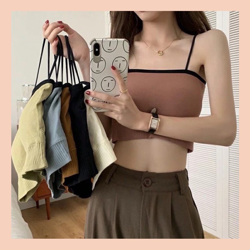 Áo Bra Hai Dây UNDERCOOL Thun Có Mút Đệm Ngực Gam Màu Pastel Nhẹ Nhàng