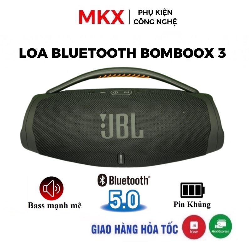 Loa Bluetooth Boombox 3 Du Lịch Thế Hệ Mới . Bass Mạnh Âm Thanh Lớn Cực Đỉnh Bluetooth 5.2 [ Bảo Hành 12 Tháng ]