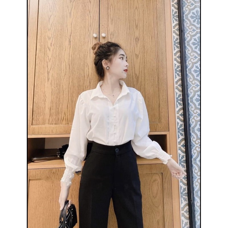 Áo Sơ Mi Tay Bo Chun Form Thụng Dáng Dấu Quần | BigBuy360 - bigbuy360.vn