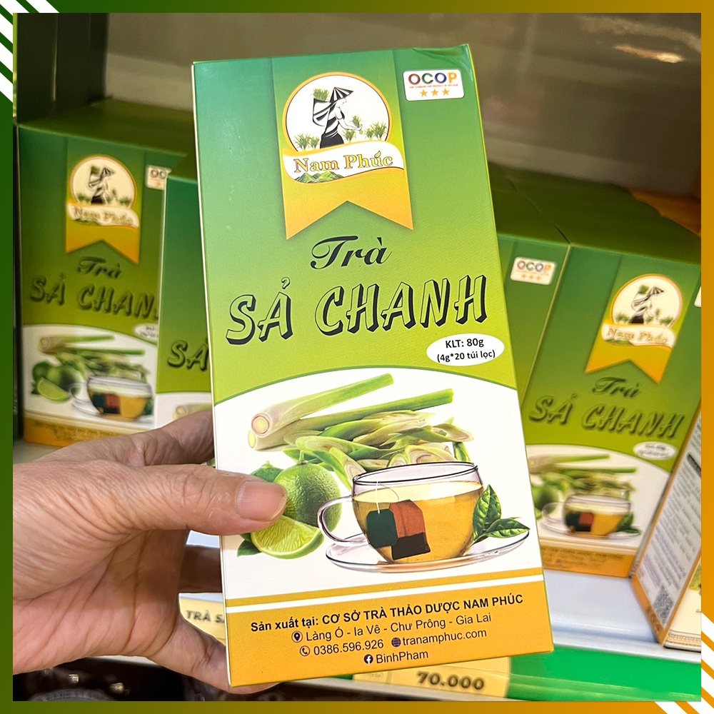 Hộp 20 gói trà túi lọc SẢ CHANH thanh nhiệt cơ thể