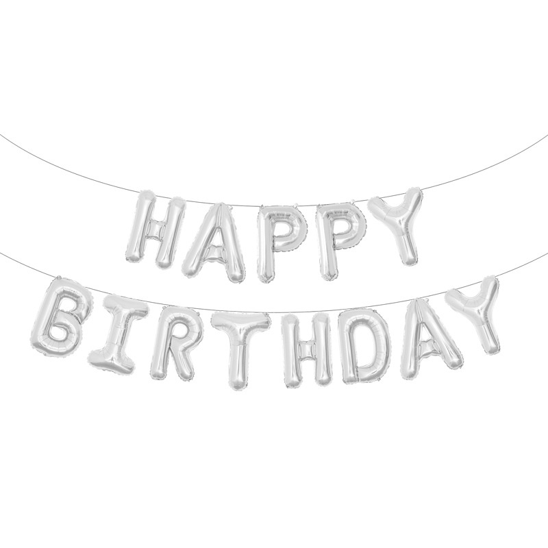 Phụ kiện Trang Trí Bánh Sinh Nhật, Bánh Kem - Bộ bóng chữ Happy Birthday, Bộ rèm kim tuyến