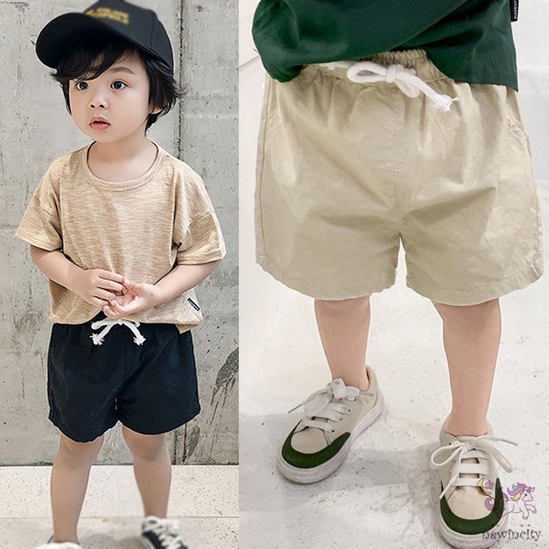 Quần Short Lưng Thun Phối Dây Rút Thời Trang Mùa Hè Hàn Quốc Cho Bé Trai