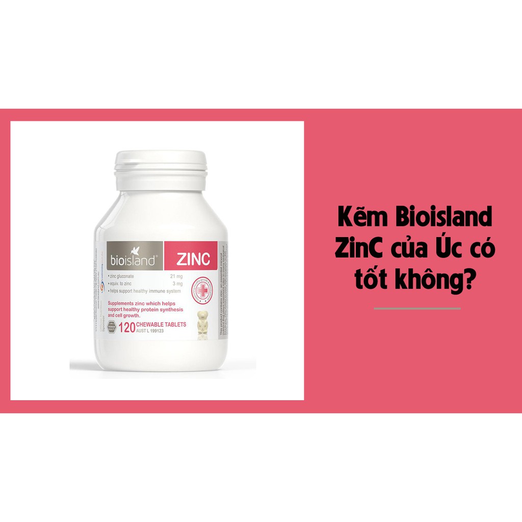 Kẽm Zinc Bio Island, kẽm cho bé úc, kẽm Úc, mẫu mới 120v