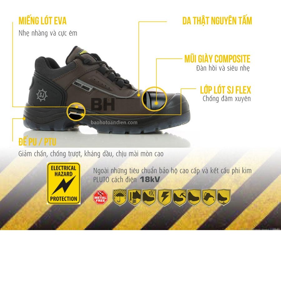GIẦY BẢO HỘ LAO ĐỘNG SAFETY JOGGER PLUTO CÁCH ĐIỆN, CHỐNG ĐINH, CHỐNG TRƠN TRƯỢT, CHỐNG DẦU, CHỐNG VA ĐẬP. | BigBuy360 - bigbuy360.vn