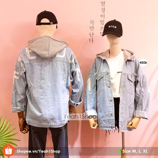[Yeah1Shop]- Áo khoác Jeans vai chữ có nón (M,L,XL)