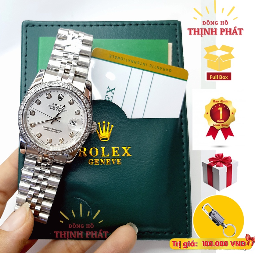 Đồng Hồ Nam ROLEX máy pin Nhật - Đính Đá Xoàn - Kính Sapphire cao cấp