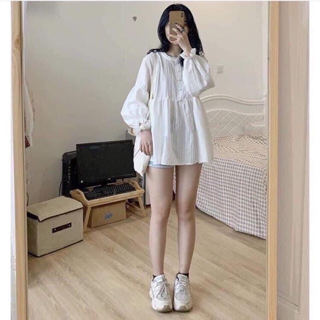 Áo babydoll cúc bọc hàng chuẩn xịn