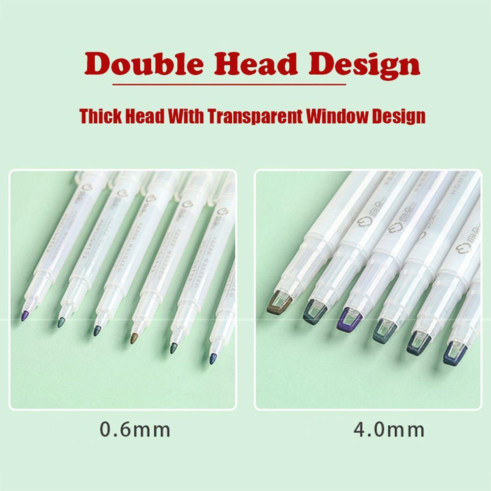 PISTA Hộp 6 Bút Vẽ Đánh Dấu Hai Đầu Đa Năng