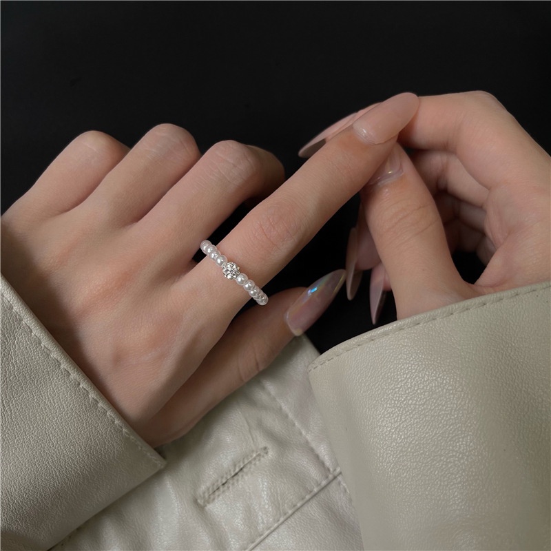 Nhẫn Hạt Châu Đính Đá Lấp Lánh - Vani Store [TS000592]