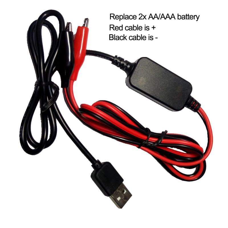 cozy* 2x AA AAA Battery Eliminator USB 5V to 3V Step-down Cable Voltage Converter Line For Clocks Remote Control Toys Calculator CD Player and more 