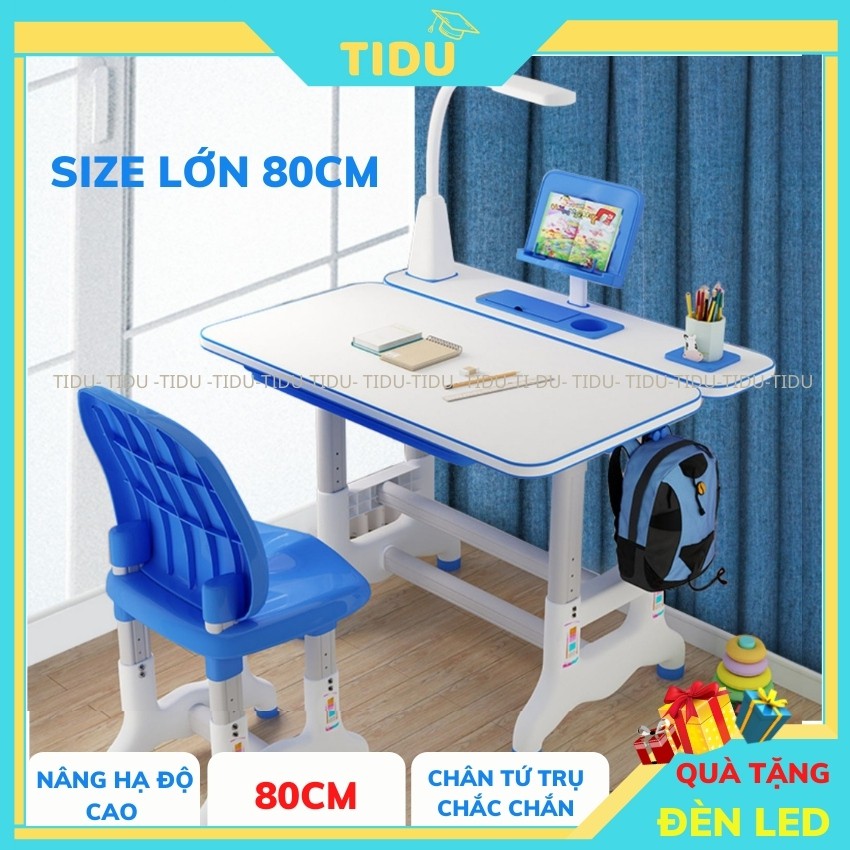 bộ bàn học chống gù chống cận Tidu 02 bàn ghế học sinh thông minh có 2 kích thước 50x70 và 50x80