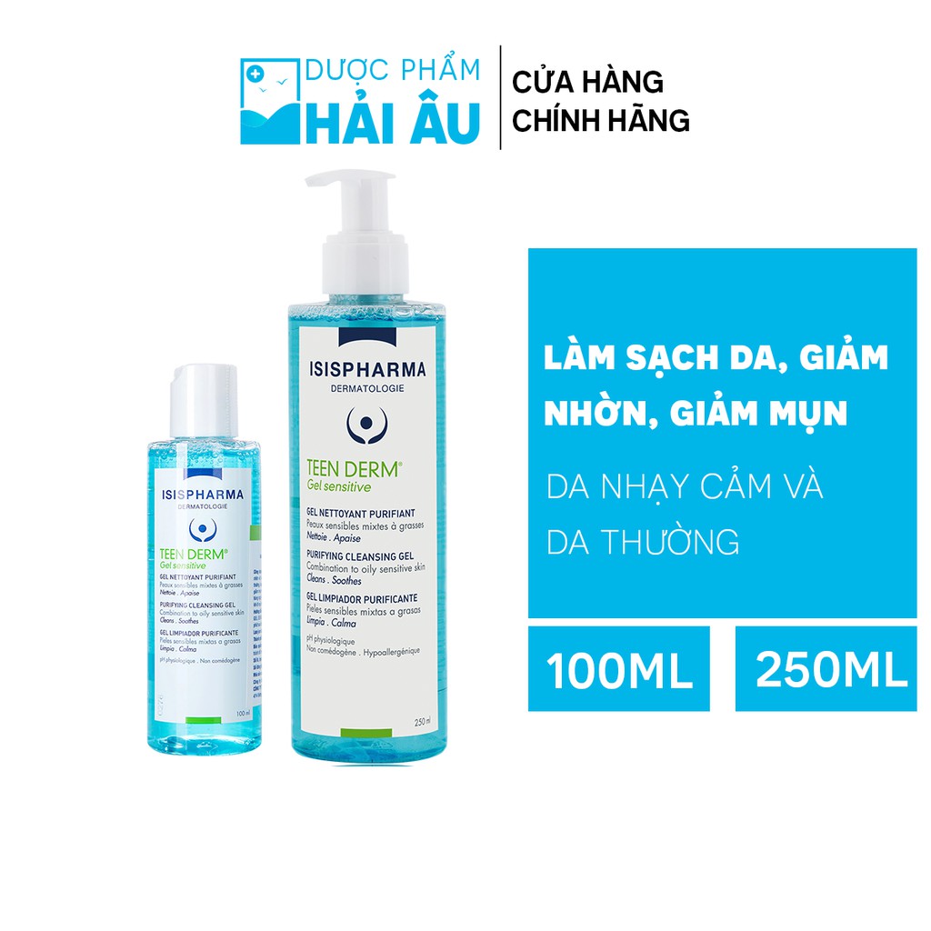 GEL RỬA MẶT GIẢM NHỜN, NGĂN NGỪA MỤN CHO DA NHẠY CẢM VÀ DA THƯỜNG ISIS TEENDERM GEL SENSITIVE