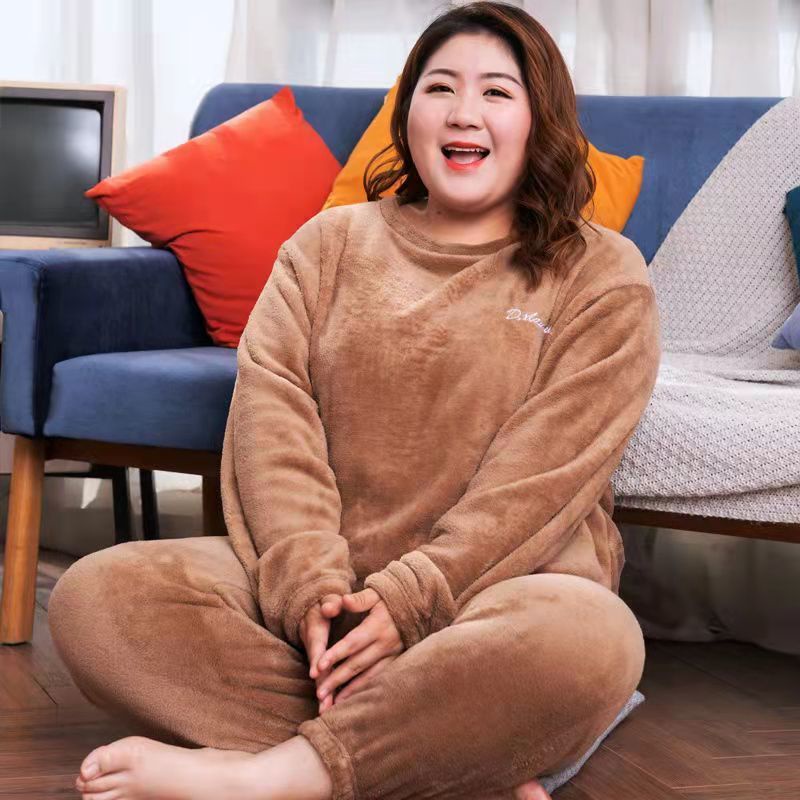 Bộ đồ mặc nhà lót nhung dày dặn cỡ lớn cho người Nam Cực ngủ rộng rãi béo và nữX