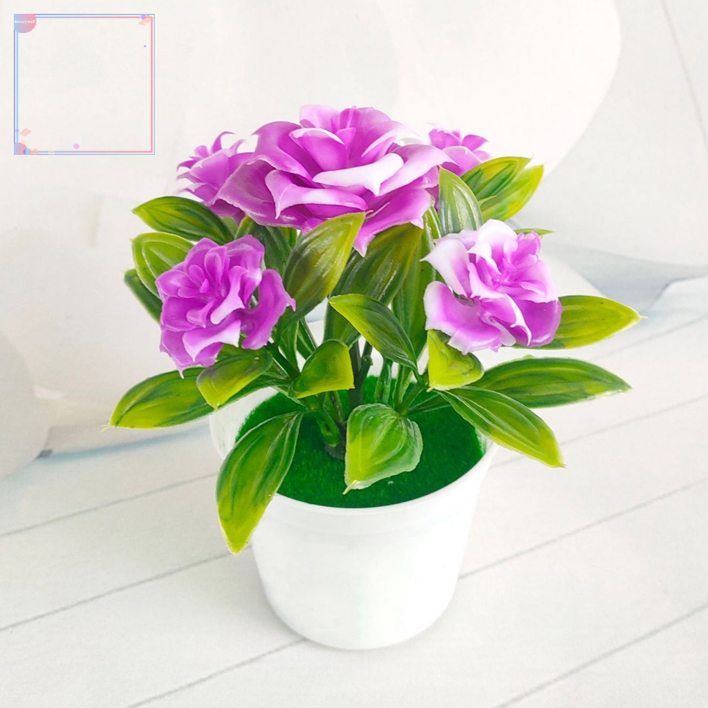 Chậu Cây Giả Màu Đỏ Và Vàng Hồng &amp; Cam &amp; Hồng Dùng Trang Trí Nhà Cửa