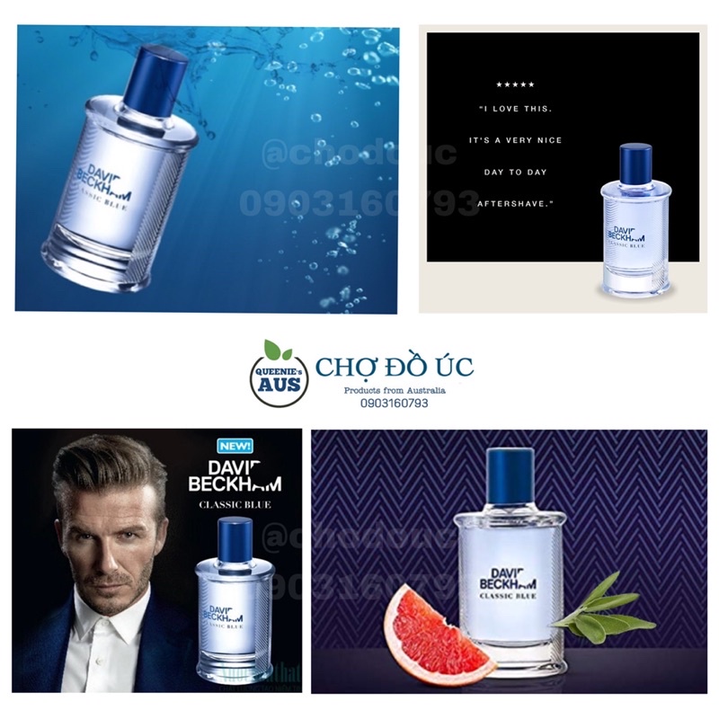 Nước hoa nam David Beckham CLASSIC - BLUE - HOMME - EDT 100ml - nhập Úc tem Chemist Warehouse
