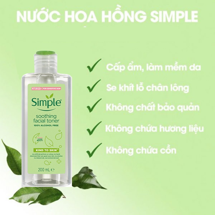 Toner Simple Nước Hoa Hồng Simple Kind to Skin Soothing Facial 200ml