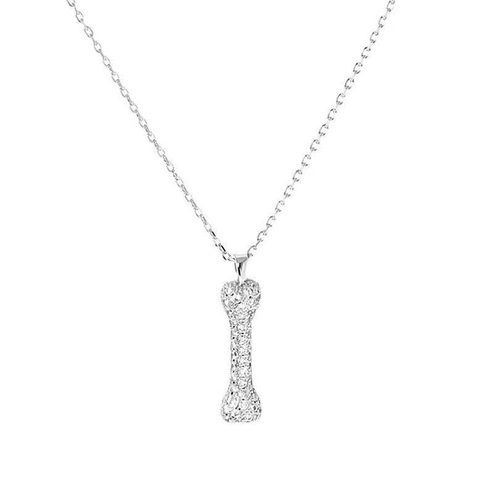 Vòng cổ Sợi Xích Phối Mặt Hình Xương Bằng Đồng Đính Đá Nhiều Màu Phong Cách Hàn Quốc Thời Trang Cho Nữ