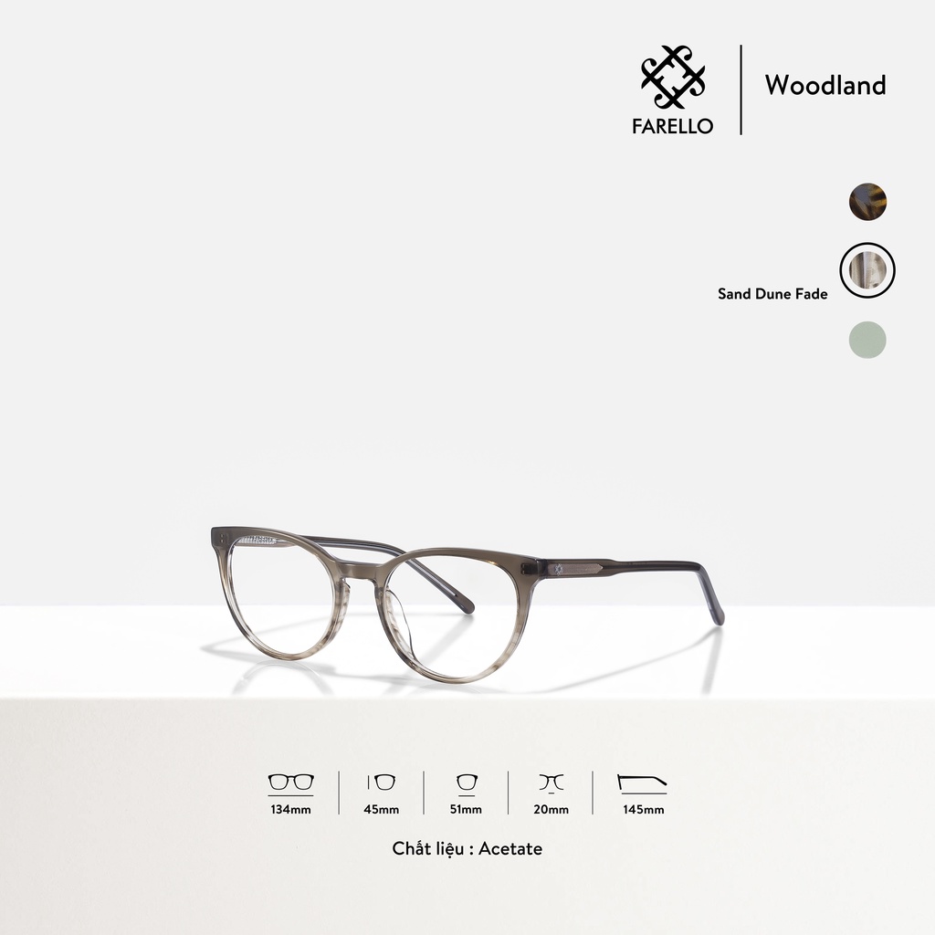 Gọng kính nữ cao cấp FARELLO Woodland mắt mèo Acetate thiết kế tinh tế màu sắc thời trang