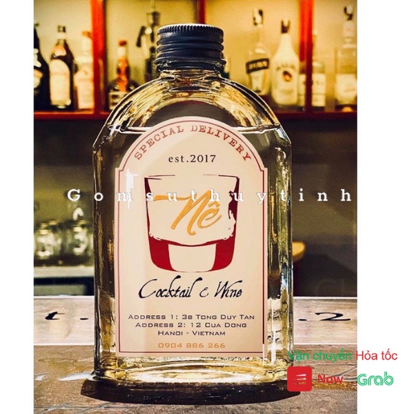 Chai thủy tinh/ Binh thủy tinh cổ dẹt thấp nắp thiếc 500ml đựng coldbrew, coffee