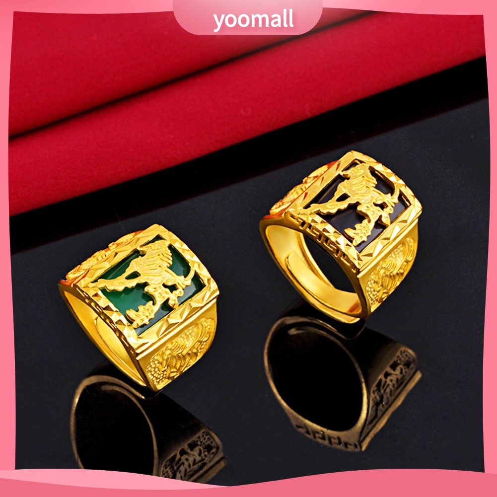 Yomall♡ Nhẫn Hở Mạ VàNg MặT HìNh NgựA ThờI Trang Cho Nam