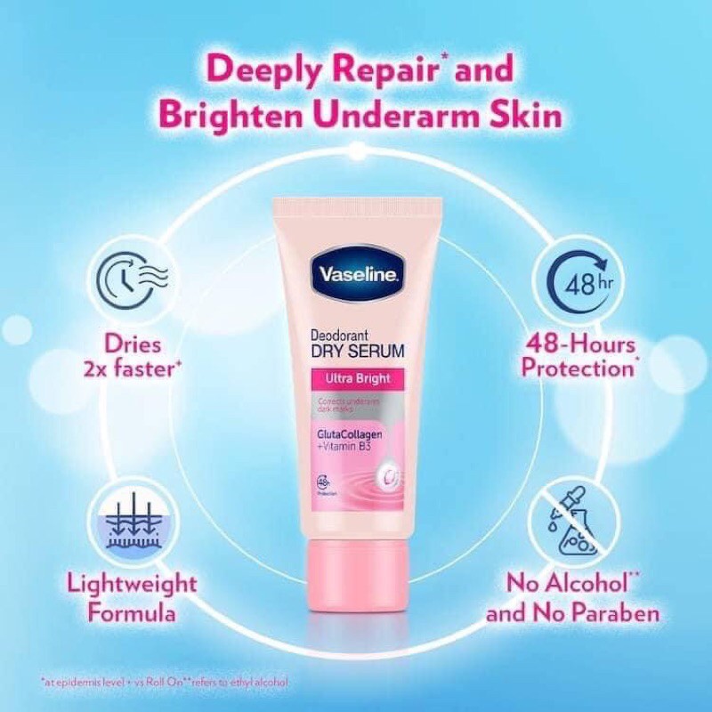 [MẪU MỚI] Vaseline Dry Serum Ultra Bright Thâm Nách Thái Lan 50ml Chính Hãng 100%