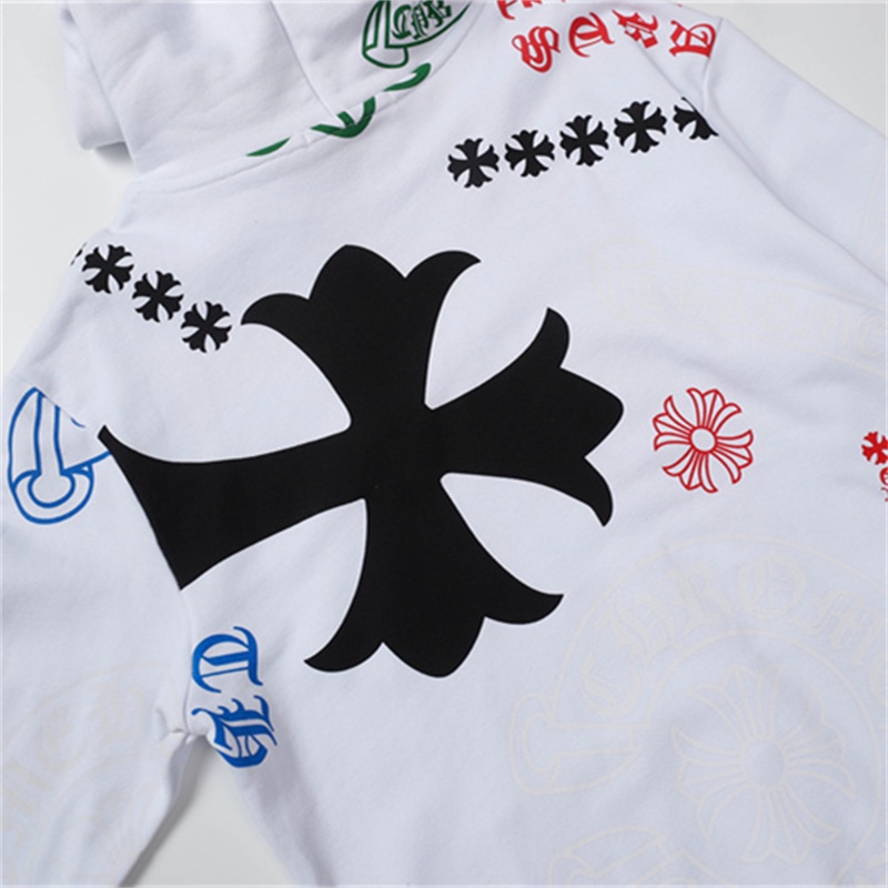 Áo Hoodie Thể Thao Bằng cotton Tay Dài In Chữ Thập Màu chrome hearts Phong Cách unisex plus size m-xxl