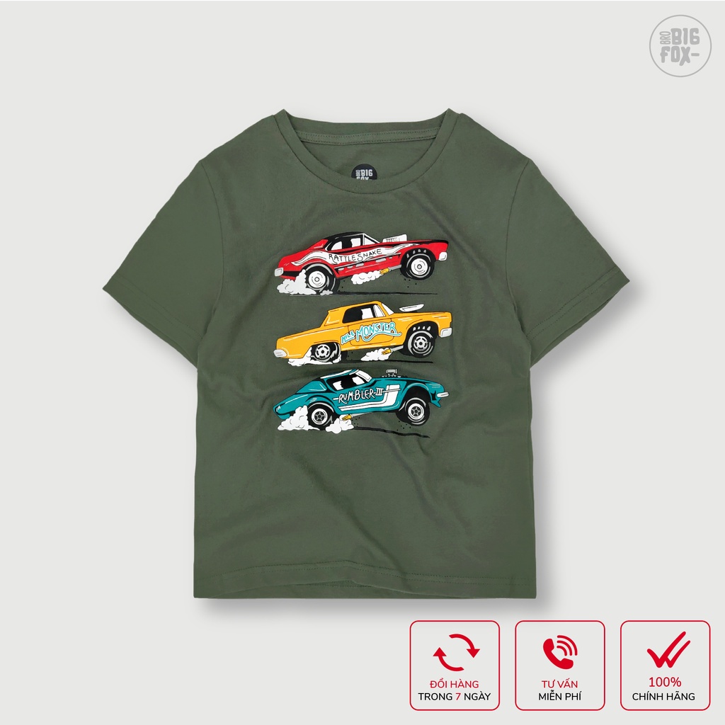 Áo Thun Bé Trai Size Đại , Áo Phông Cộc Tay Mùa Hè Cho Trẻ Em Hình In Ô tô Car, Chất Cotton Mềm Mịn Size 3-11 tuổi