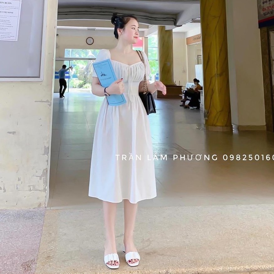 Váy Maxi Cổ Tim Rút Ngực | BigBuy360 - bigbuy360.vn