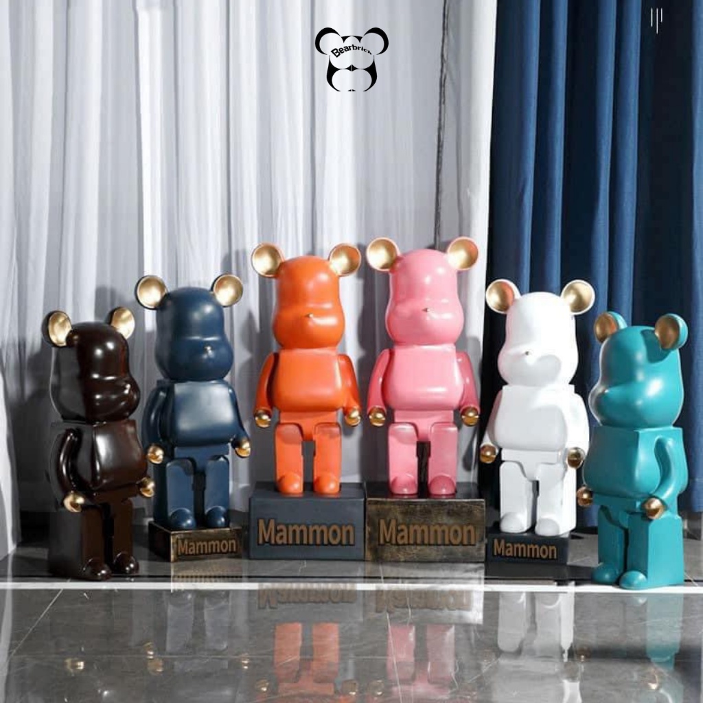 Bearbrick, gấu bearbrick 50cm cỡ vừa, mẫu màu tai vàng có đủ 5 màu chất liệu thạch cao - Chin Official Store