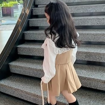 Bộ Trang Phục 2 Mảnh Gồm Áo Và Chân Váy Phong Cách Xuân Thu Mới Cho Bé Gái