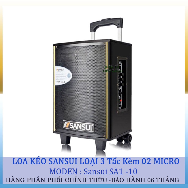 LOA KÉO KARAOKE SANSUI SA1-10 LOA KẸO KÉO BLUETOOTH KÈM 2 MICRO - DÒNG LOA KÉO KAY