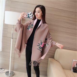 Áo len thêu hoa dạng khăn choàng ALTH99 (HÀNG ORDER 10-15 NGÀY)