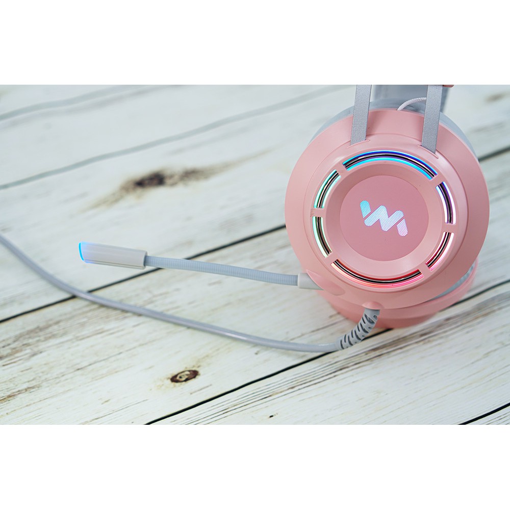 Tai Nghe Gaming Wangming 9800 Pink Âm Thanh 7.1 Jack USB - Tai Nghe Màu Hồng