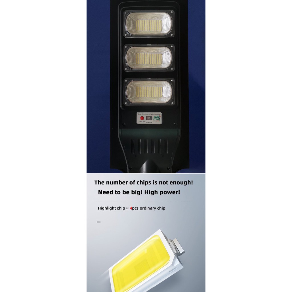 200W Đèn Đường Tấm Pin Liền Thể Năng Lượng Mặt Trời , Cảm Biến Chuyển Động , IP67 Chống Nước , mã : ABM-JL21200A