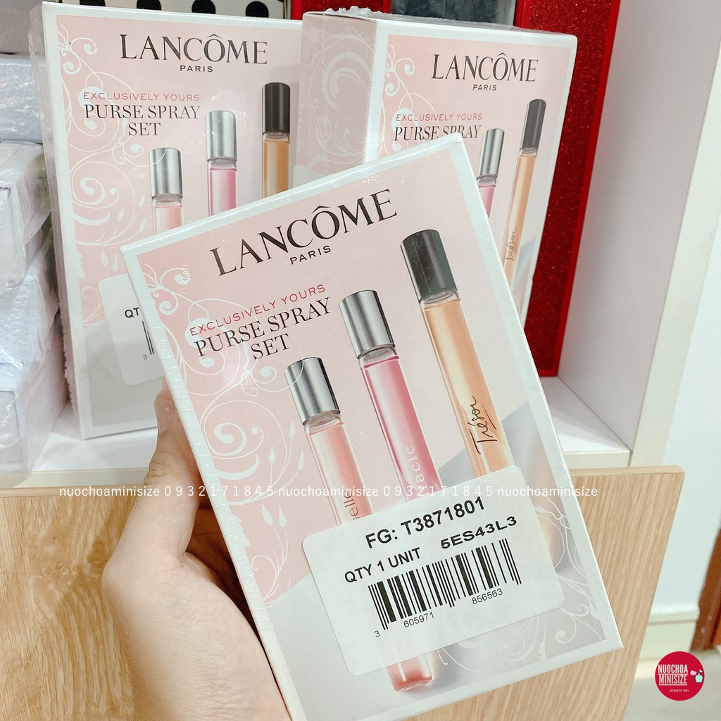 Set Nước Hoa Mini Lancome Purse Spray Set: La vie est belle - Tresor - Miracle 10ml FullBox