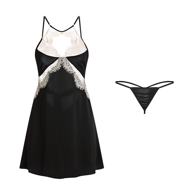 Váy ngủ viền ren hở lưng cao cấp (kèm chíp) 1236