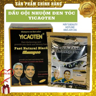 (Hot) Dầu Gội Nhuộm Đen Tóc Yicaoten 2 Gói + Kèm Bao Tay
