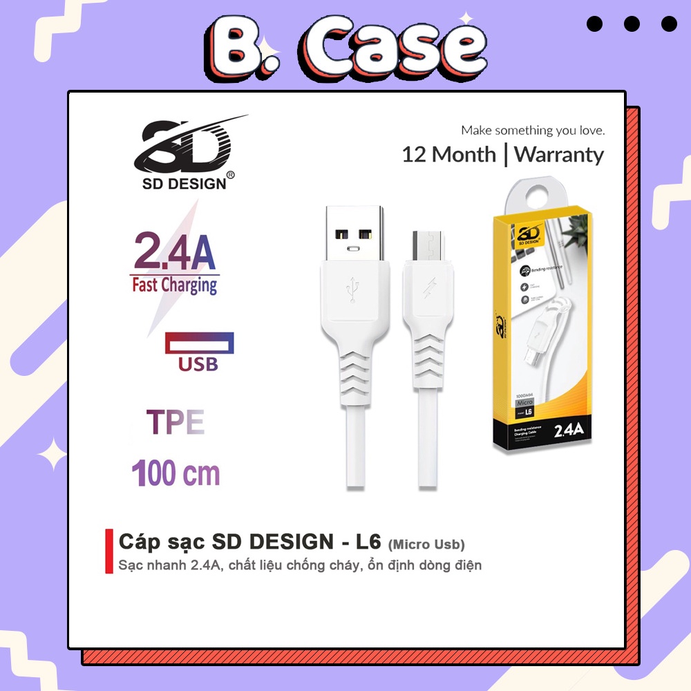 Cáp Sạc Micro Usb L6 chính hãng SD DESIGN